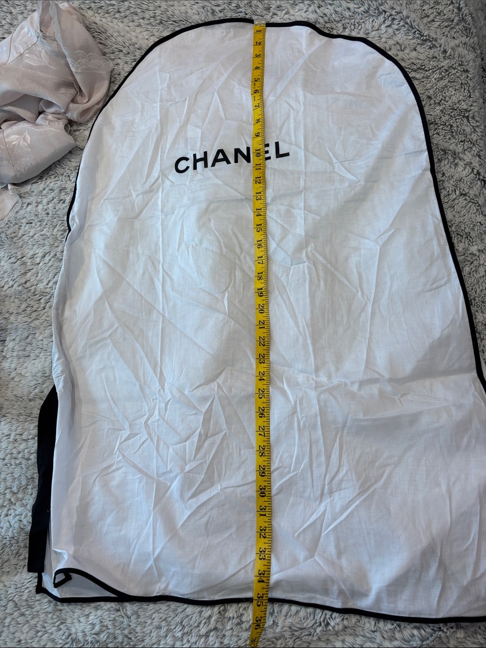 CHANEL White Garment Cover with Black Trim - Picture 2 of 4